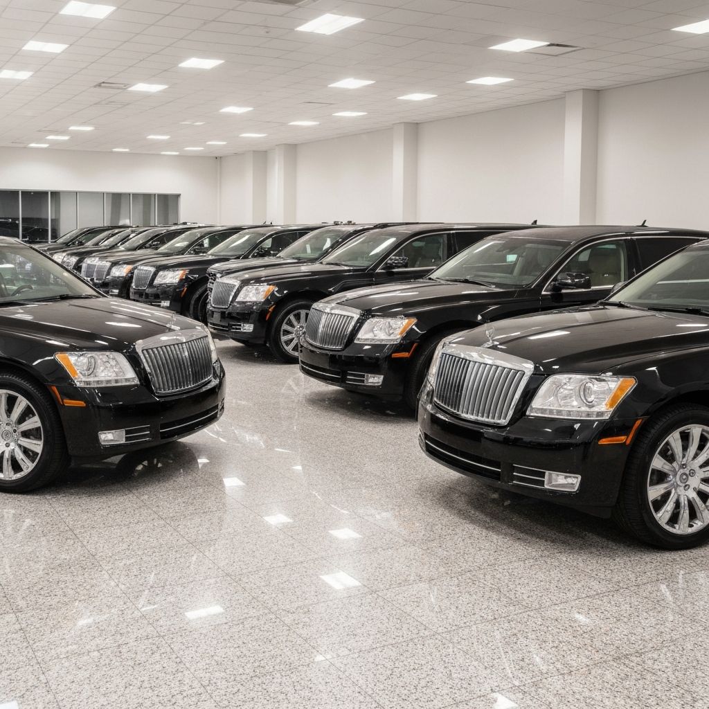 Kingston Limo fleet of black luxury limousines and SUVs